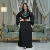 Arabic Dubai Robe Beads and Stand Collar Dress