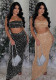 Women's Strapless Beaded Two-Piece Bodycon Skirt Set