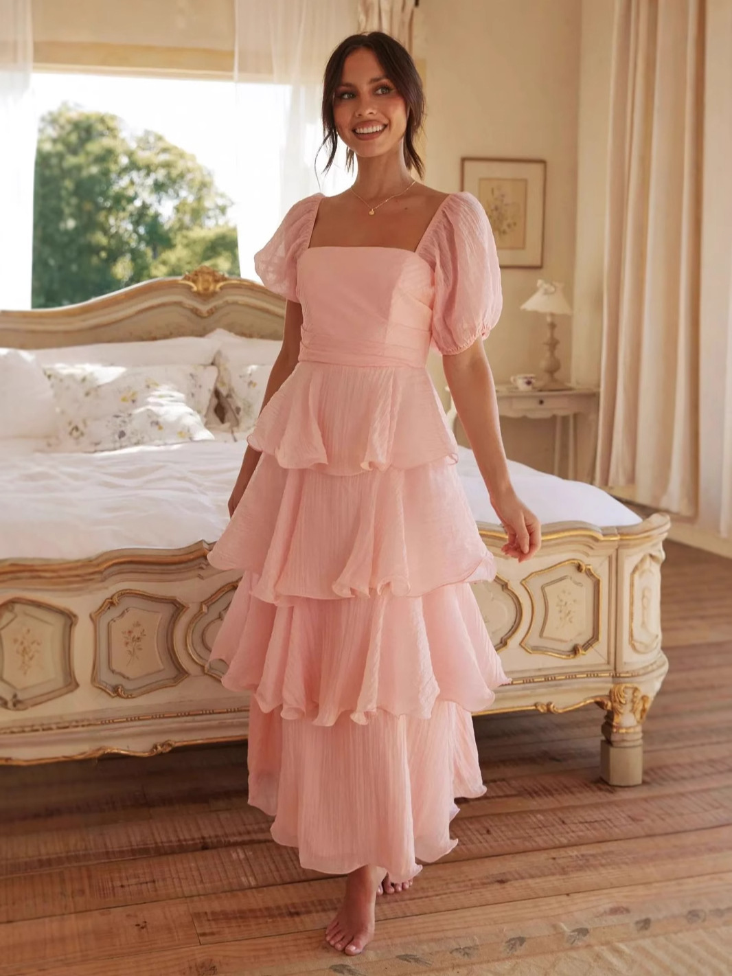 Strapless Low Back Tiered Dress for Summer Parties