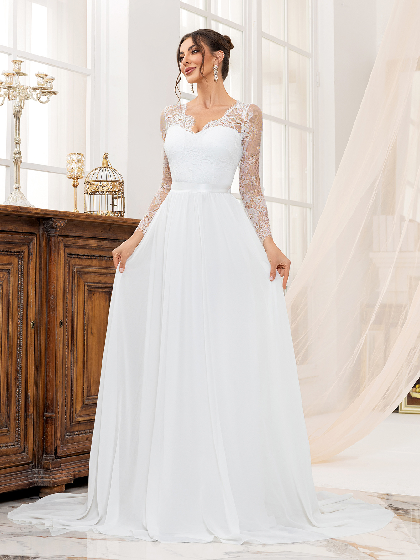 Lace Patchwork Luxury Formal Wedding Dress