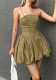 Summer Strap Pleated Mini Puffy Dress
