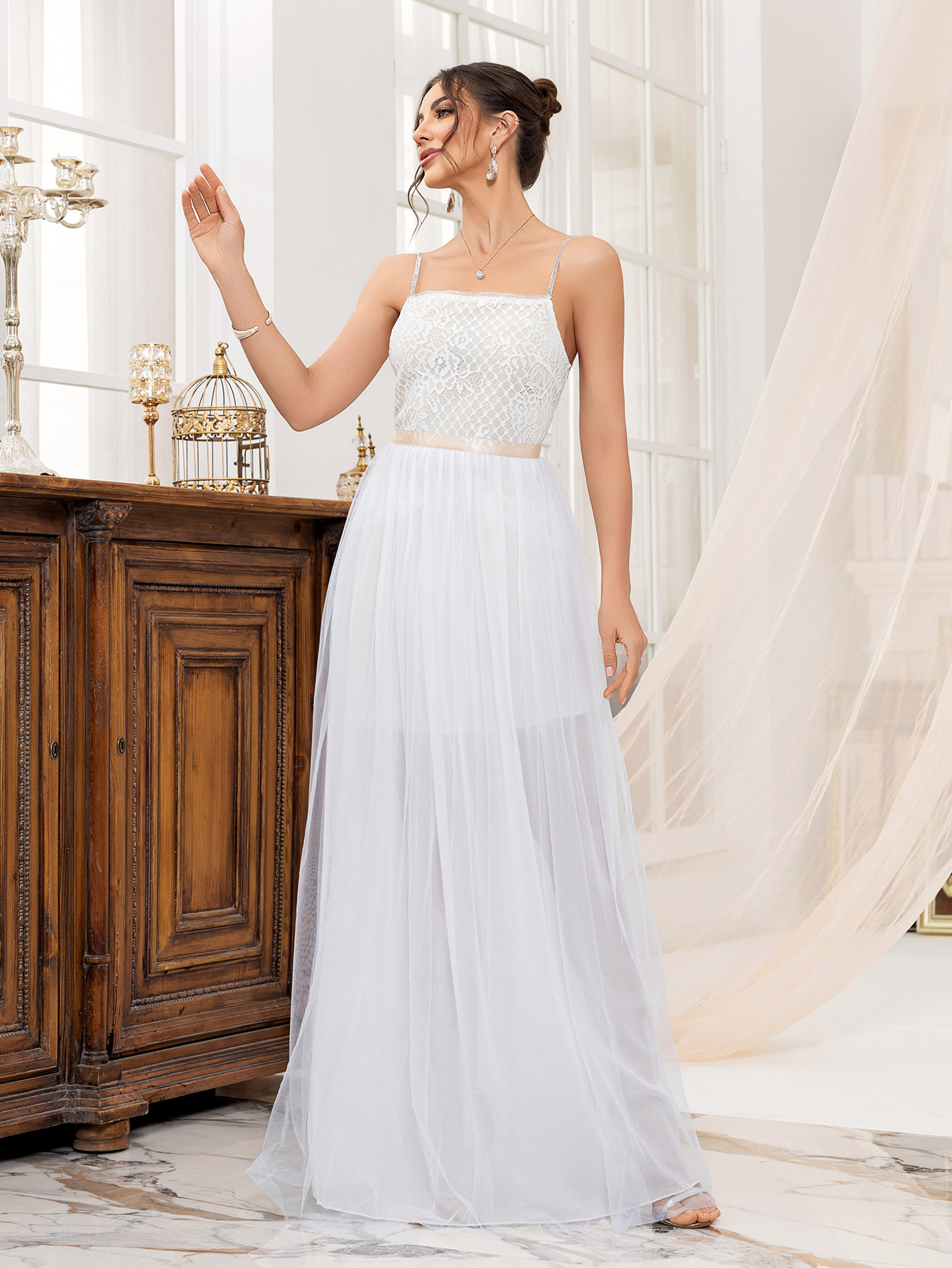 Elegant Mesh Bridesmaid Dress