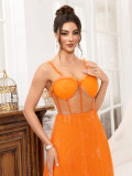 Women's Cocktail Dress Sexy Mesh Strap Bridesmaids Gown
