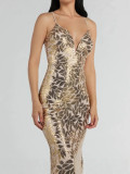 Fashionable Sexy Low Back Strap Sequin Long Dress