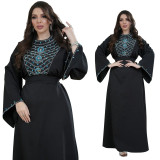 Arabic Dubai Robe Beads and Stand Collar Dress