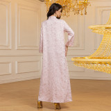 Arabic Muslim Dubai Robe Luxury Jacquard Sequin Dress