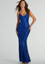 Women's Fashionable Sexy Strap Sequin Long Dress
