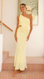 Summer Fashion Women's Sexy Slash shoulder Solid Color Slim Dress