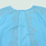 Fashionable Chiffon Beaded Long Dress Muslim Robe Dubai Arab