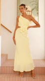 Summer Fashion Women's Sexy Slash shoulder Solid Color Slim Dress