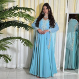 Fashionable Chiffon Beaded Long Dress Muslim Robe Dubai Arab