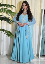Fashionable Chiffon Beaded Long Dress Muslim Robe Dubai Arab