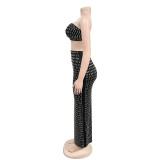 Women's Strapless Beaded Two-Piece Bodycon Skirt Set
