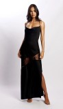 Chic Low Back Mesh Patchwork strap Summer Dress