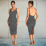 Women's Sexy Beaded Slim Arm Low Back Strapless Dress
