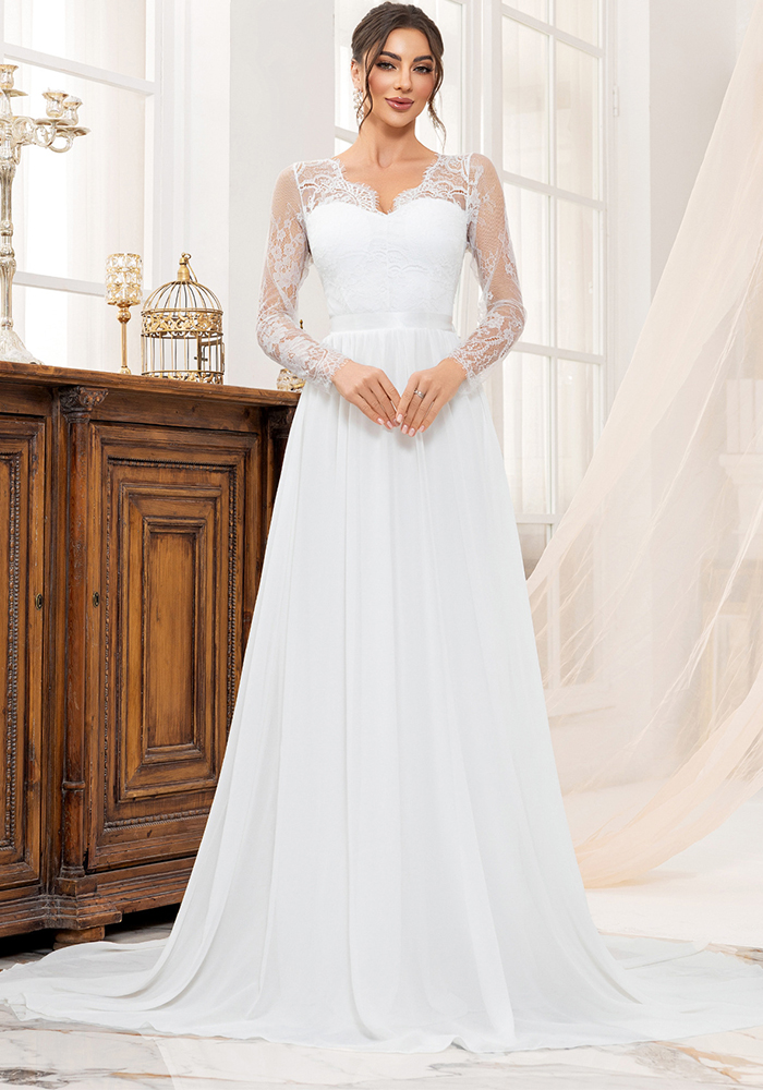 Lace Patchwork Luxury Formal Wedding Dress