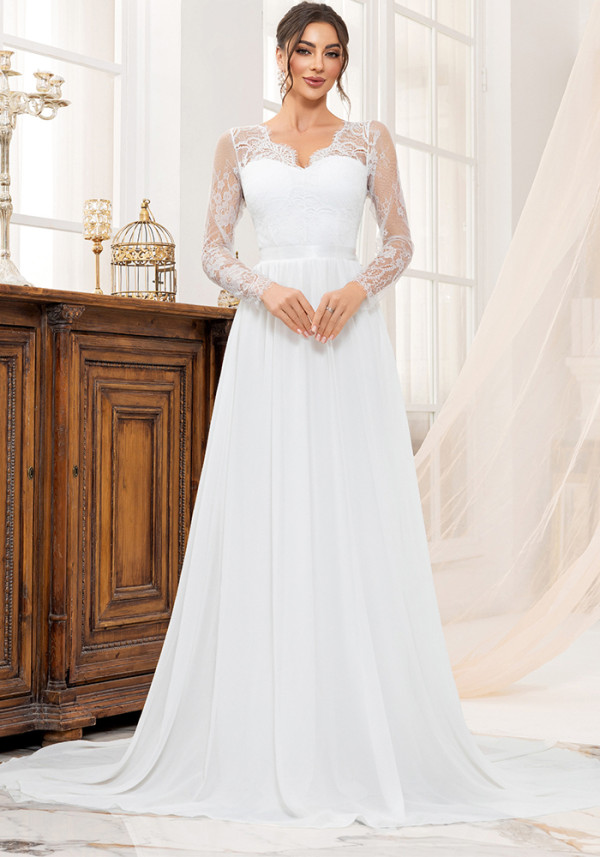 Lace Patchwork Luxury Formal Wedding Dress