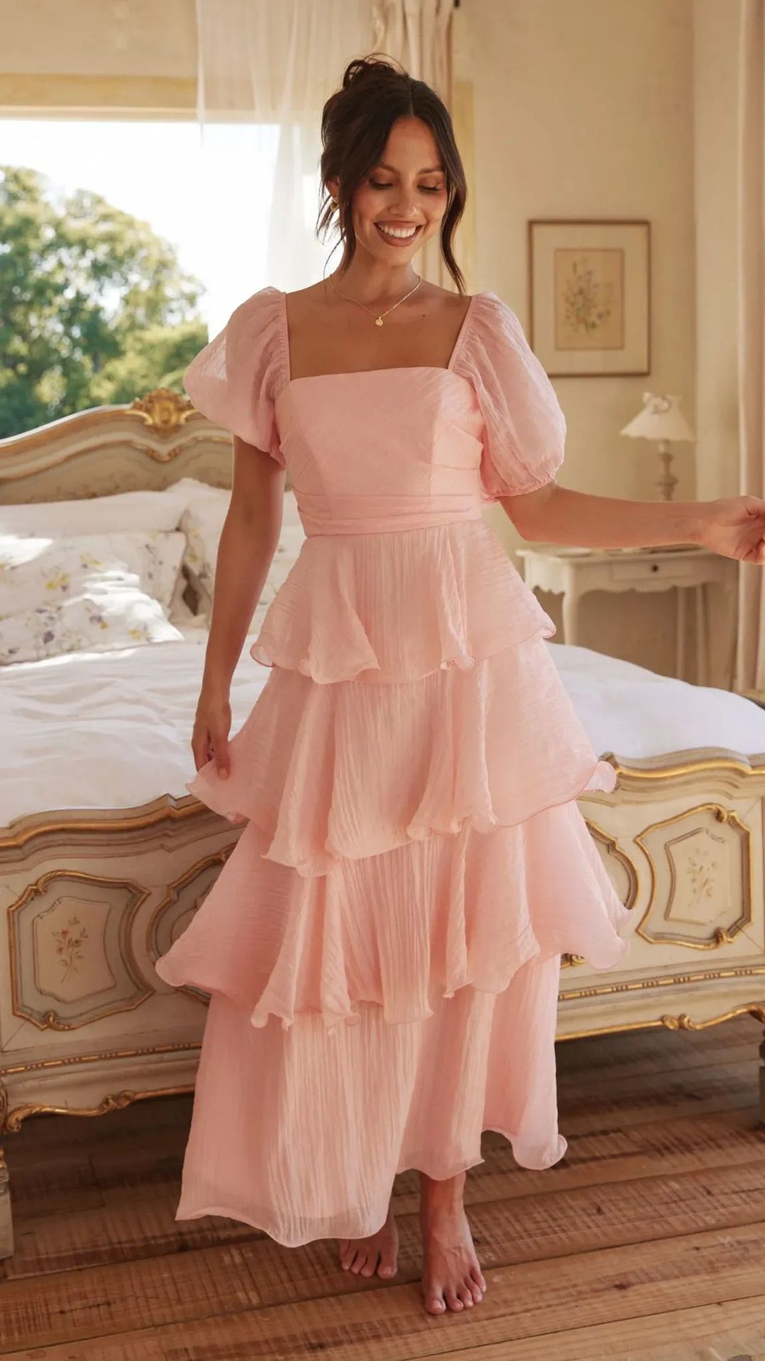Strapless Low Back Tiered Dress for Summer Parties