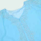 Fashionable Chiffon Beaded Long Dress Muslim Robe Dubai Arab