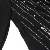 Muslim Women Elegant Beaded Belt Evening Dress with Robe Dubai Abaya