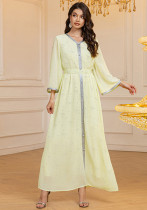 Women’s Arab Dress Chiffon Beaded Abaya Muslim Robe