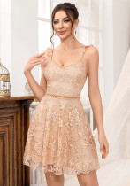 Elegant Strap Lace Formal Party Short Dress