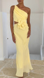Summer Fashion Women's Sexy Slash shoulder Solid Color Slim Dress