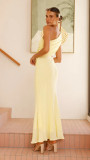 Summer Fashion Women's Sexy Slash shoulder Solid Color Slim Dress
