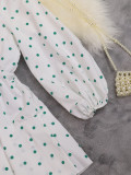 Spring and Summer Fashion Women's Polka Dot Print Puff Sleeve Dress