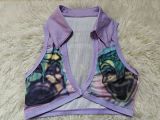 Spring Fashion Women's Sexy Turndown Collar Ribbed Print Top Cake Shorts Set