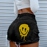 Trendy Denim Shorts Women's Print Fashion Booty Shorts