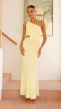 Summer Fashion Women's Sexy Slash shoulder Solid Color Slim Dress