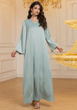 Dubai Women Elegant Satin Beaded Abaya Dress