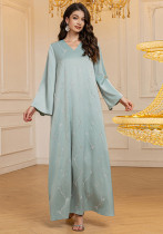 Dubai Women Elegant Satin Beaded Abaya Dress