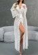Sexy Mesh Lace Belt Hooded Bathrobe Homewear