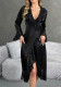 Women's V-Neck Sequin Long Sleeves Satin Nightgown
