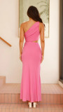 Summer Fashion Women's Sexy Slash shoulder Solid Color Slim Dress