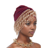 Women heavy-duty multi-layer tassel hat Baotou hat Muslim hat Xiyintemu haircut