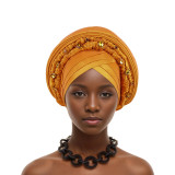 Women wedding party multi-layer diamond-studded African turban hat