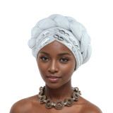 Women sewn sequined African turban hat