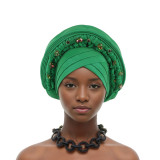 Women wedding party multi-layer diamond-studded African turban hat