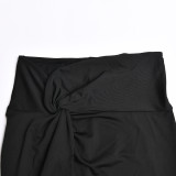 Women Summer Sexy Suspender Strapless Top and Slit Skirt Two-Piece Set