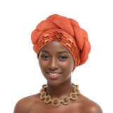 Women sewn sequined African turban hat