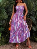 Women Summer Career Sleeveless Printed Strap Dress