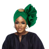 Women wedding elegant sewn flower with brooch African turban hat