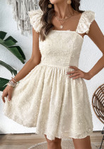 Women Summer Hollow Backless Flying Sleeve Strap Dress