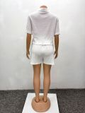 Women African Summer Short Sleeve Shirt Shorts Casual Two-piece Set