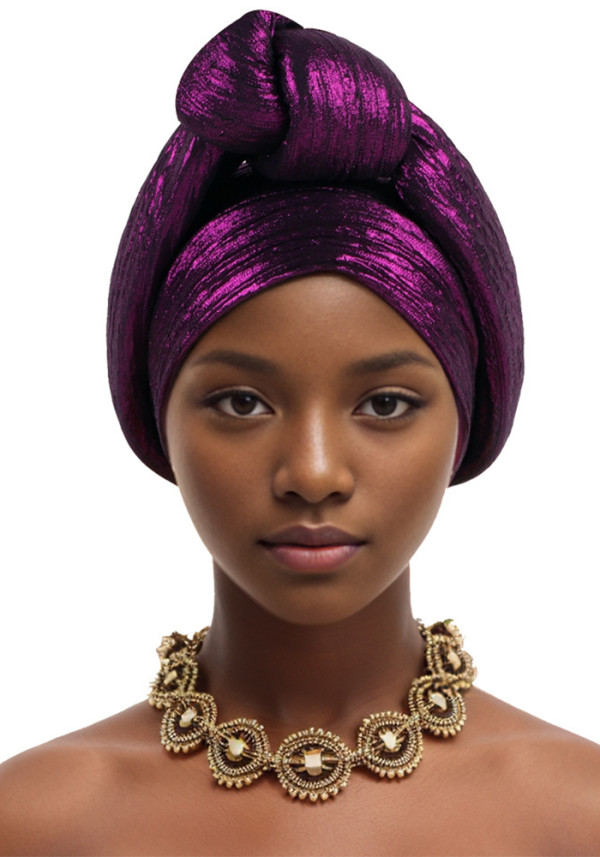 Women Shiny Knotted African turban hat