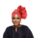 Women wedding elegant sewn flower with brooch African turban hat