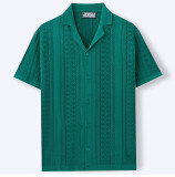 Men's Summer Short Sleeve Striped Hollow Casual Polo Top